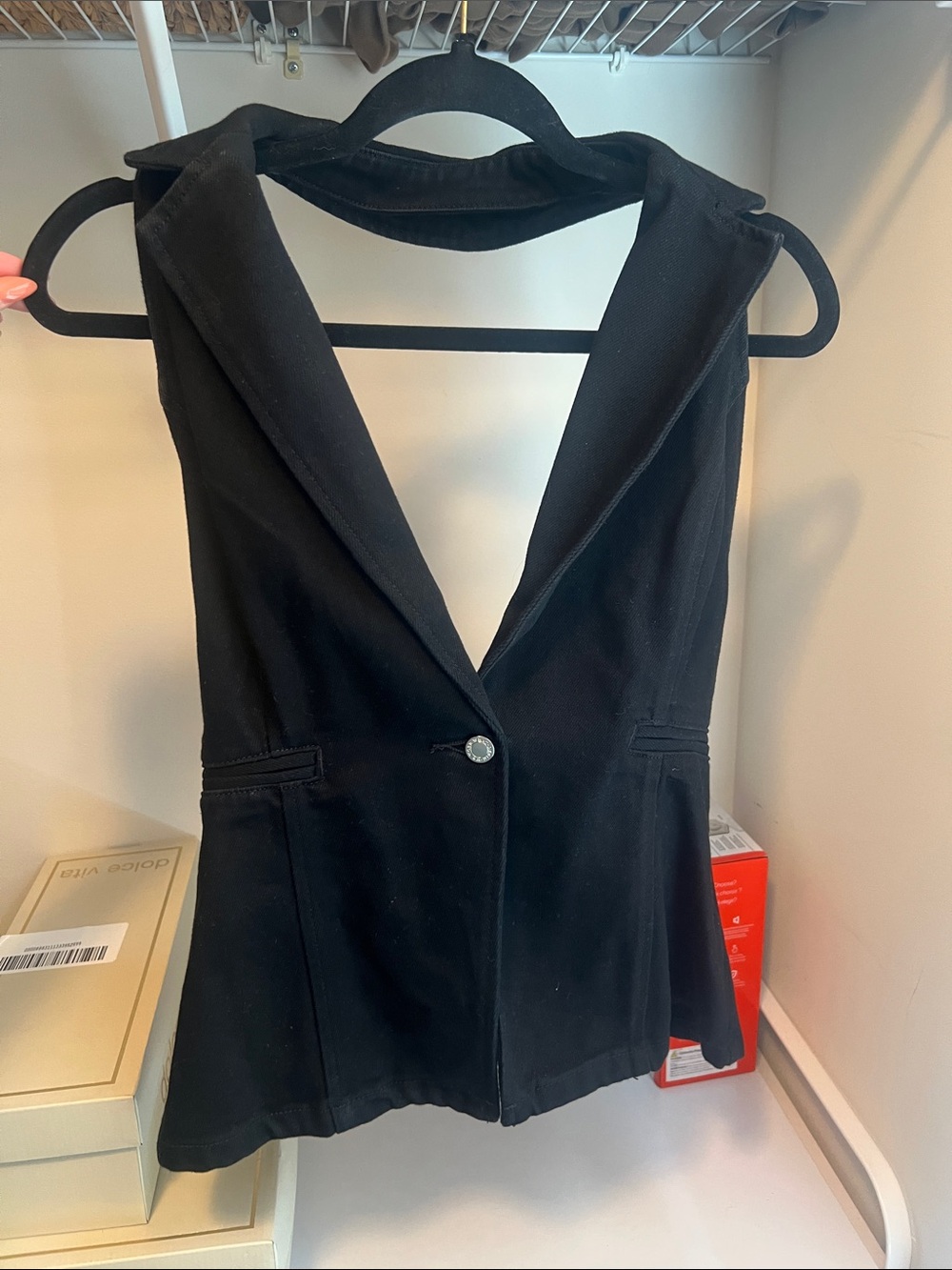 WeWoreWhat Halter Denim Vest